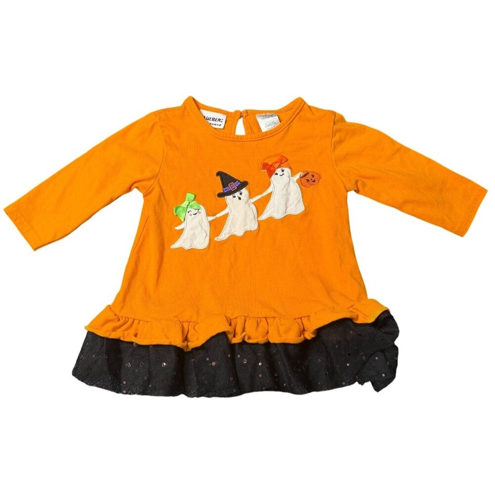VTG Blueber Boulevard Toddler Party Dress 2T Spooky Halloween Ghost Orange Girls